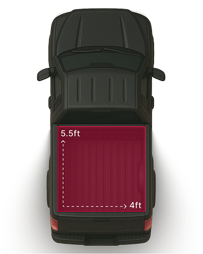 This image shows customers the size of a truckload we take which is 5.5 by 4 ft. A standard truck size load for junk removal or bulky item removal