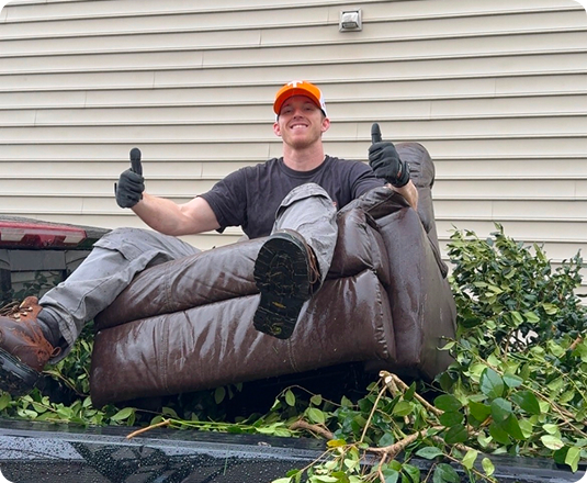 EasyGig CEO, Brendan, having fun at a haul after loading up a recliner and yard debris.