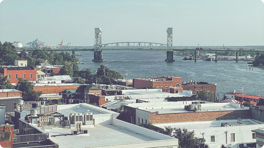 Skyline of Wilmington, NC, one of EasyGig Junk Removal's service locations.
